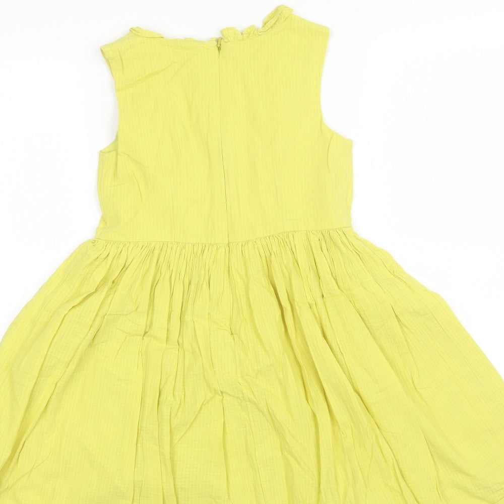 NEXT Girls Yellow Cotton Shift Size 7 Years Round Neck