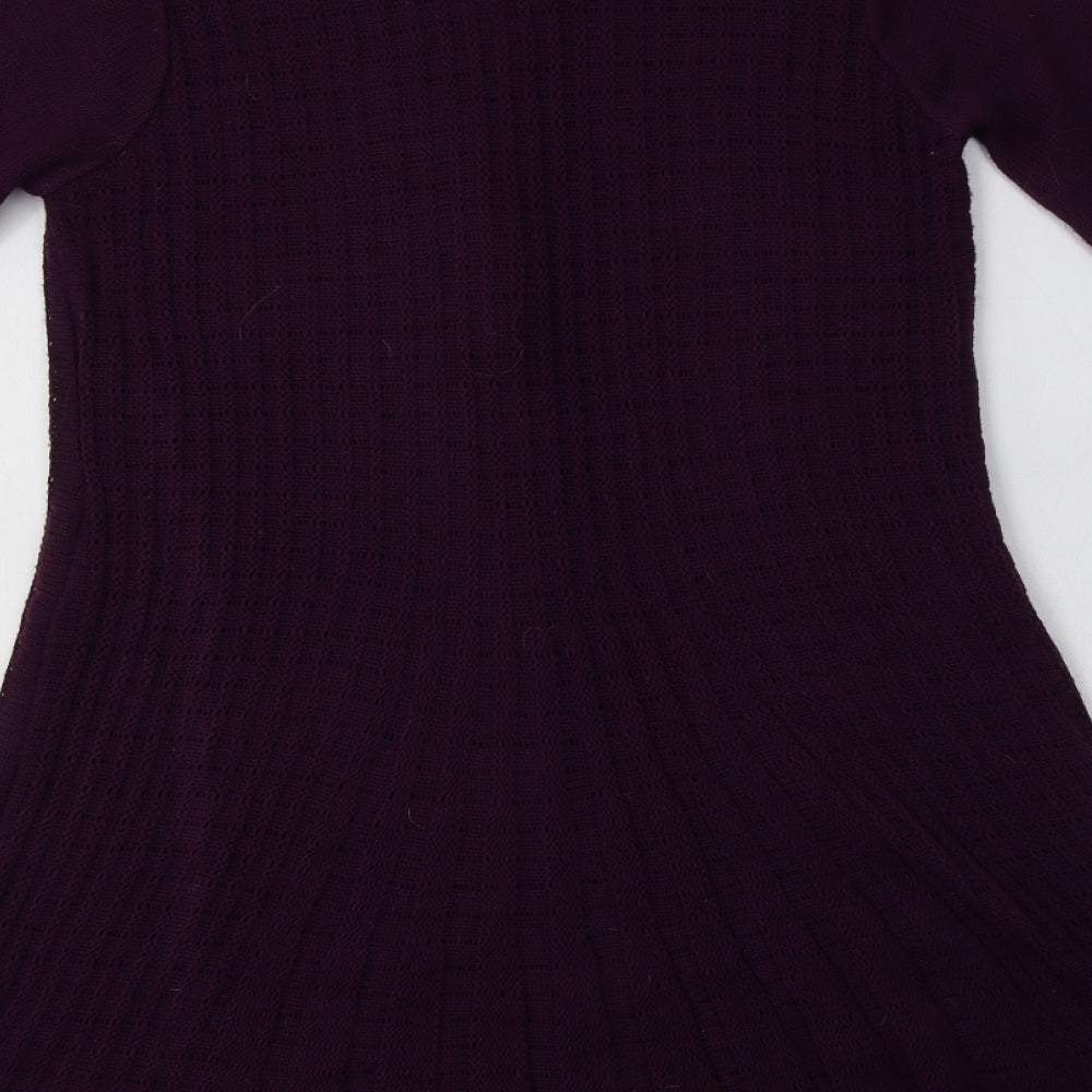 Pura Moda Womens Purple V-Neck Acrylic Cardigan Jumper Size S