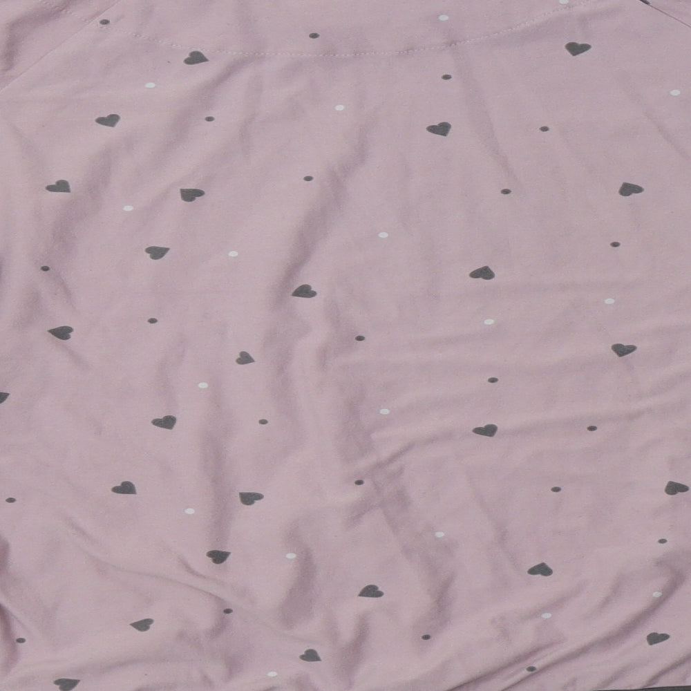 Primark Womens Pink Geometric Polyester Top Pyjama Top Size 8 - Heart Print