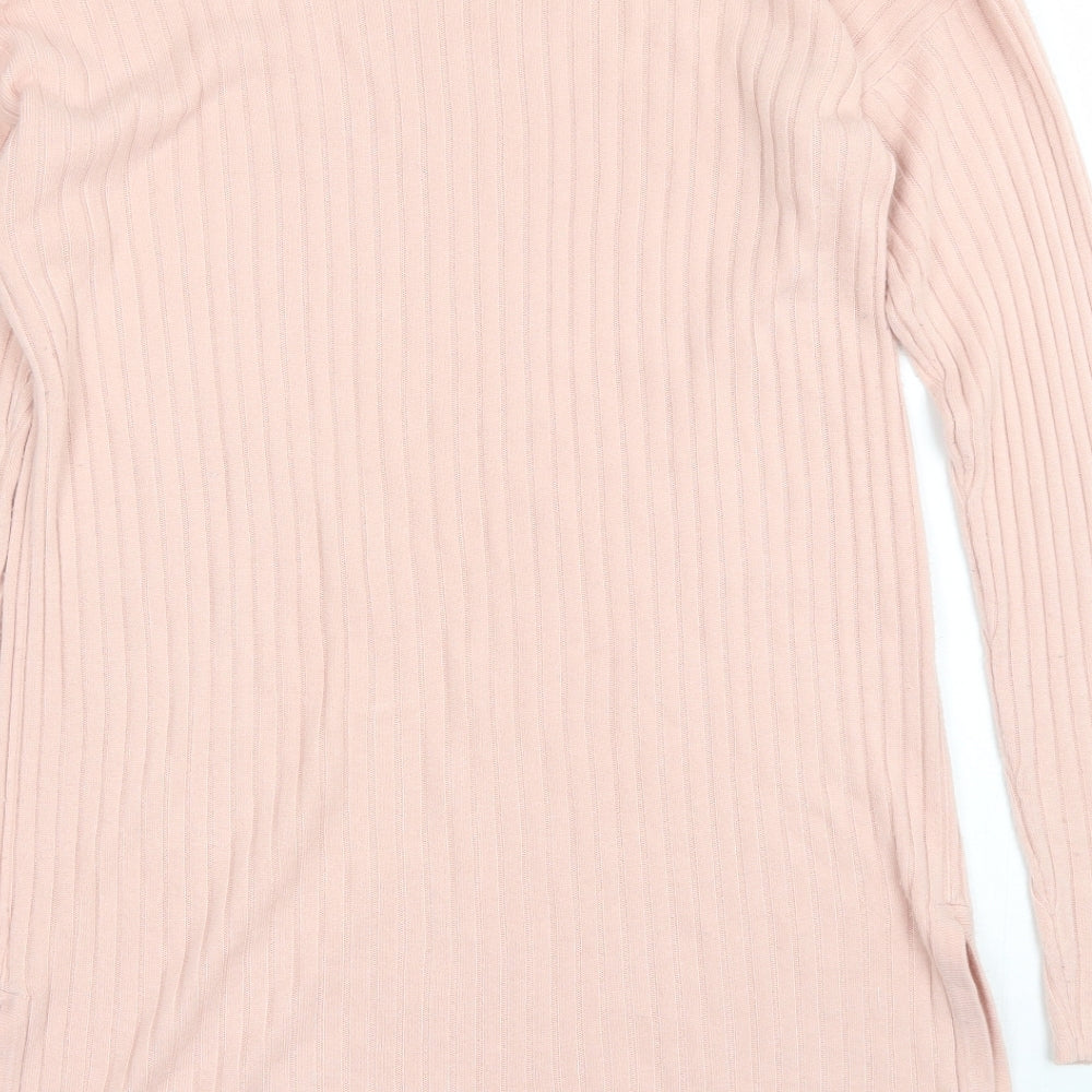 By Design Womens Pink Acrylic Jacket Dress Size S Round Neck