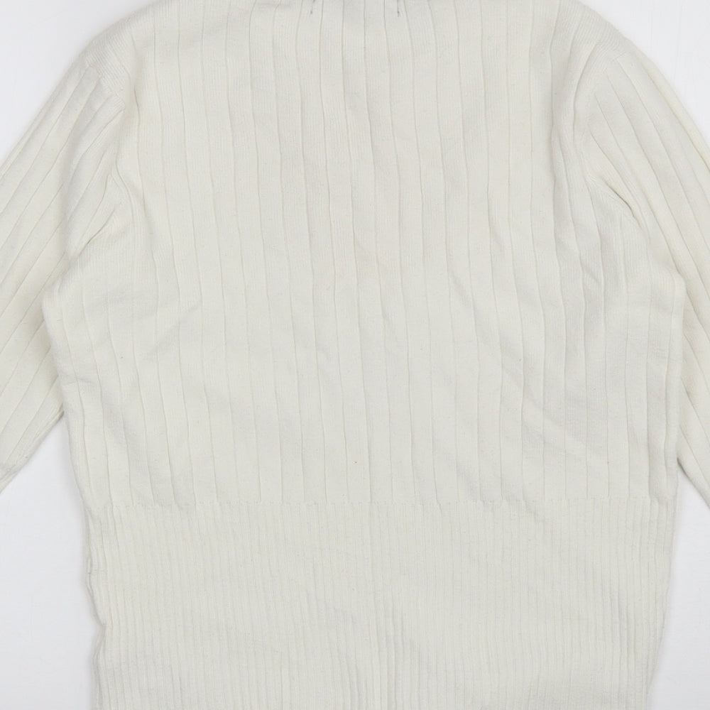Marks and Spencer Womens White Mock Neck Viscose Pullover Jumper Size 12