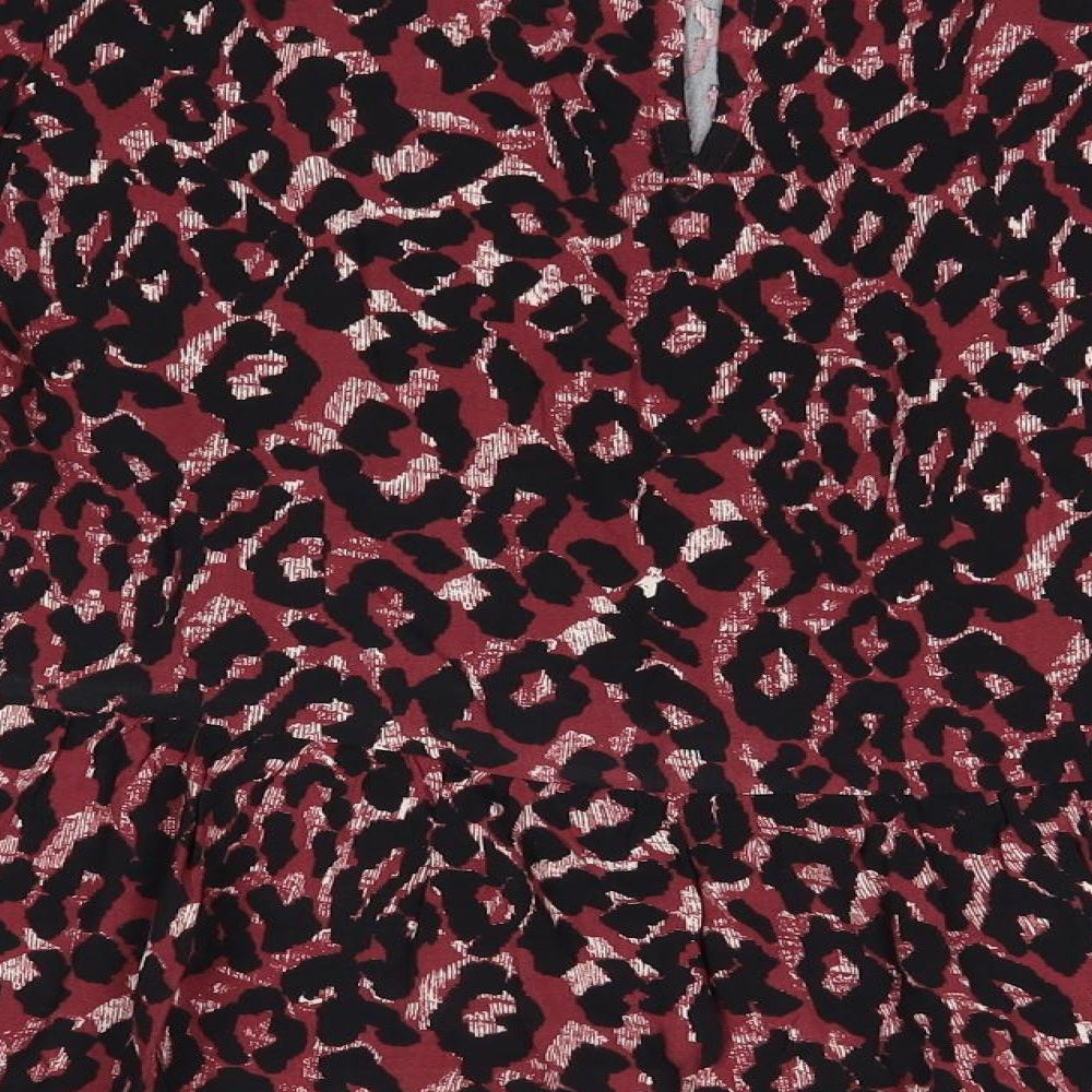 Peacocks Womens Pink Animal Print Viscose Basic Blouse Size 14 Round Neck