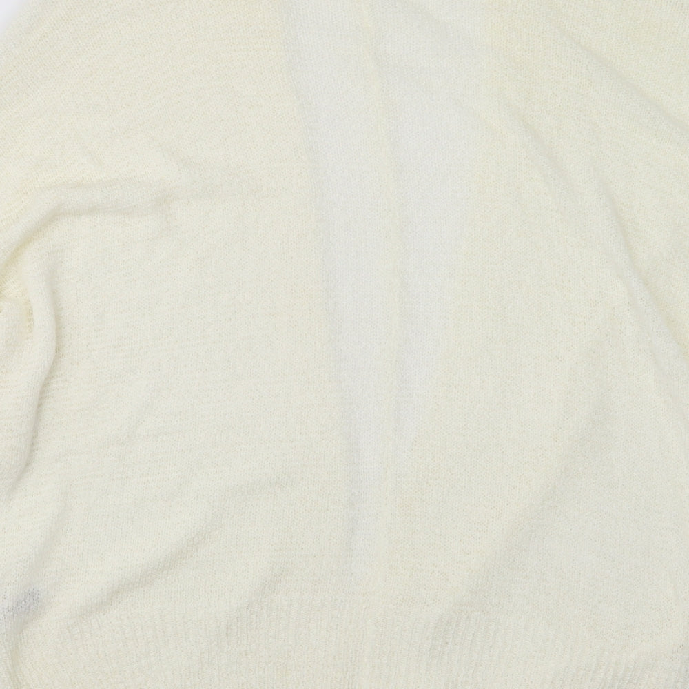 Primark Womens Ivory V-Neck Acrylic Cardigan Jumper Size S
