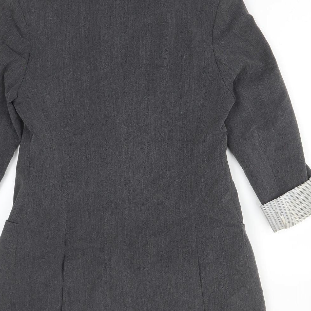 Internacionale Womens Grey Polyester Jacket Suit Jacket Size 10