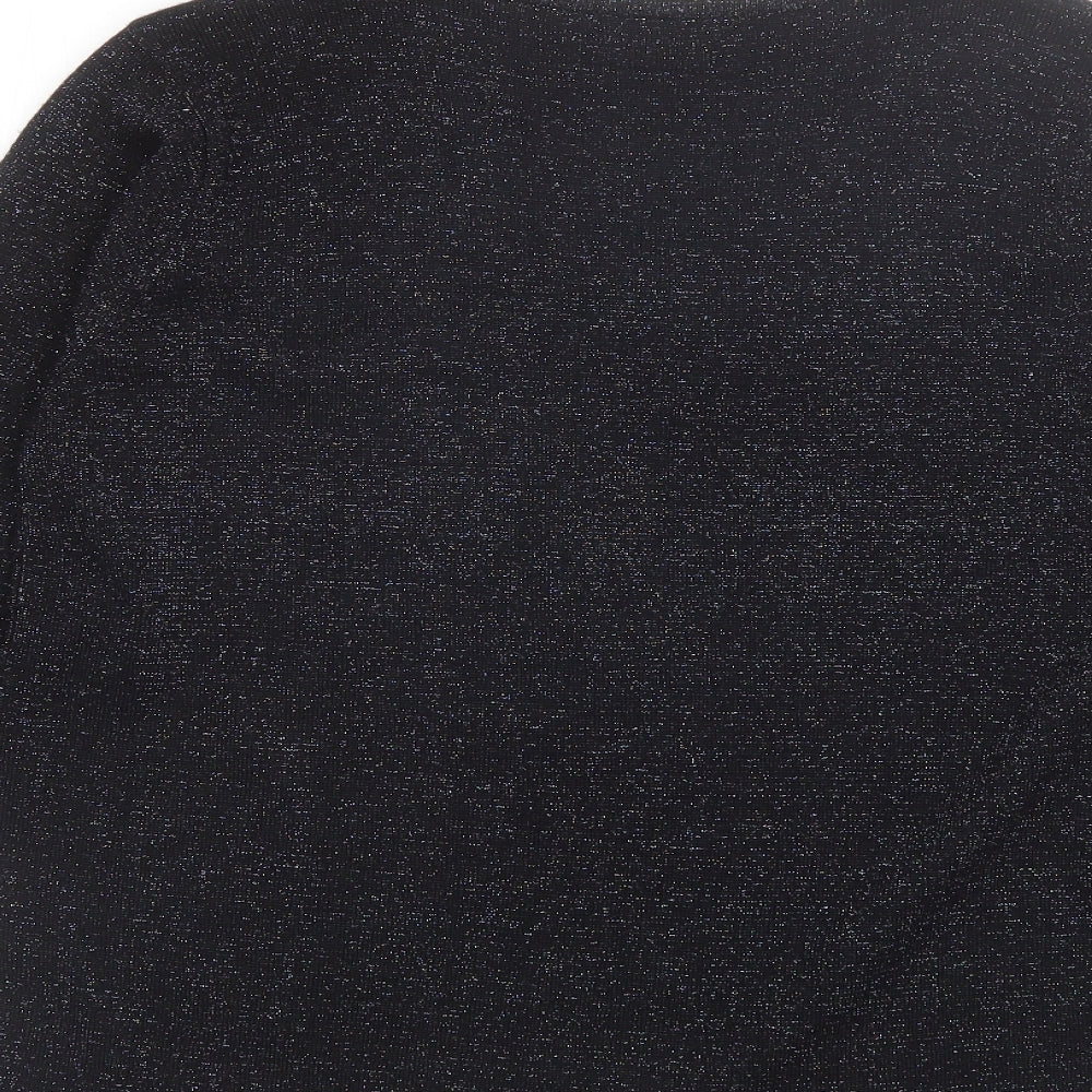 BM Womens Black V-Neck Acrylic Pullover Jumper Size M
