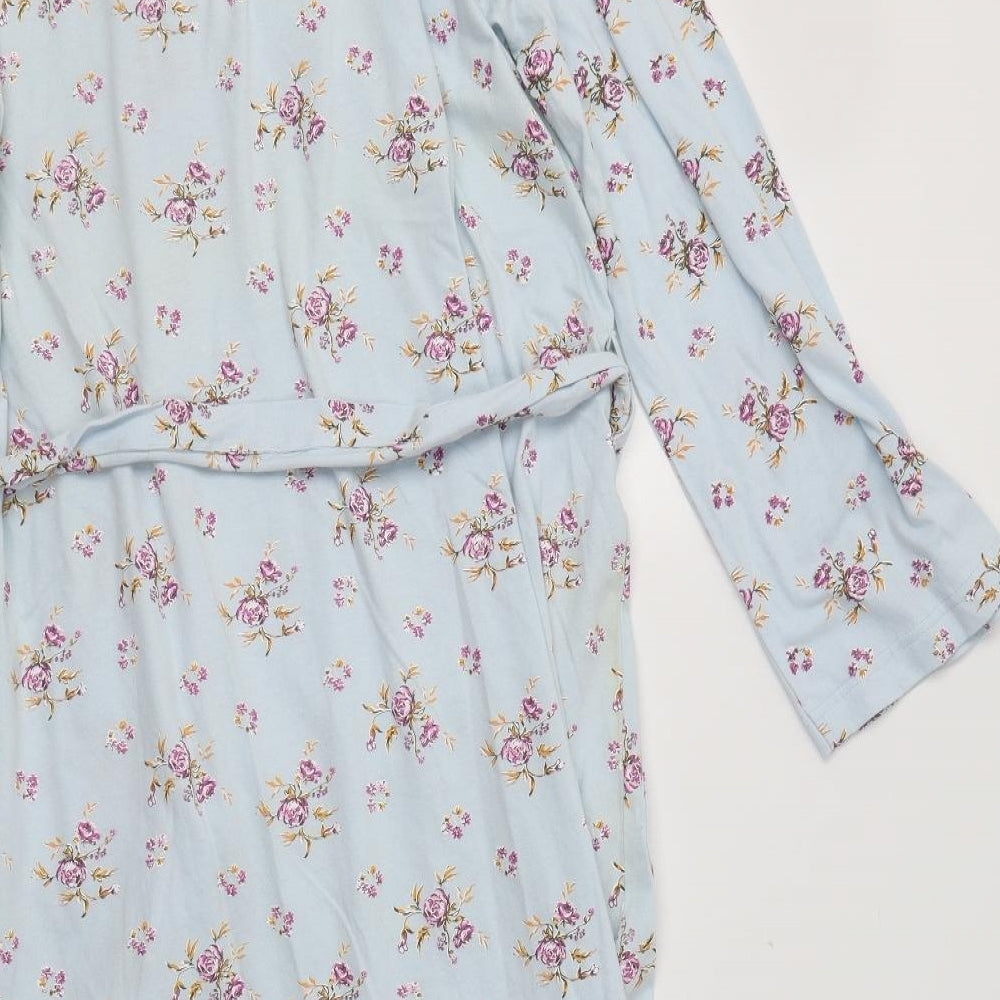 Berkertex Womens Blue Floral Cotton Kimono Robe Size 10