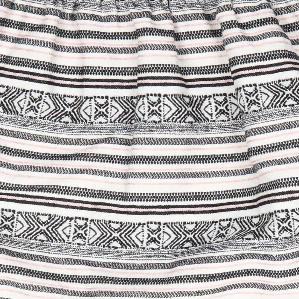 Nutmeg Girls Ivory Striped Polyester A-Line Skirt Size 13-14 Years Regular - Black White Pink Striped GeometricGlitter waistband