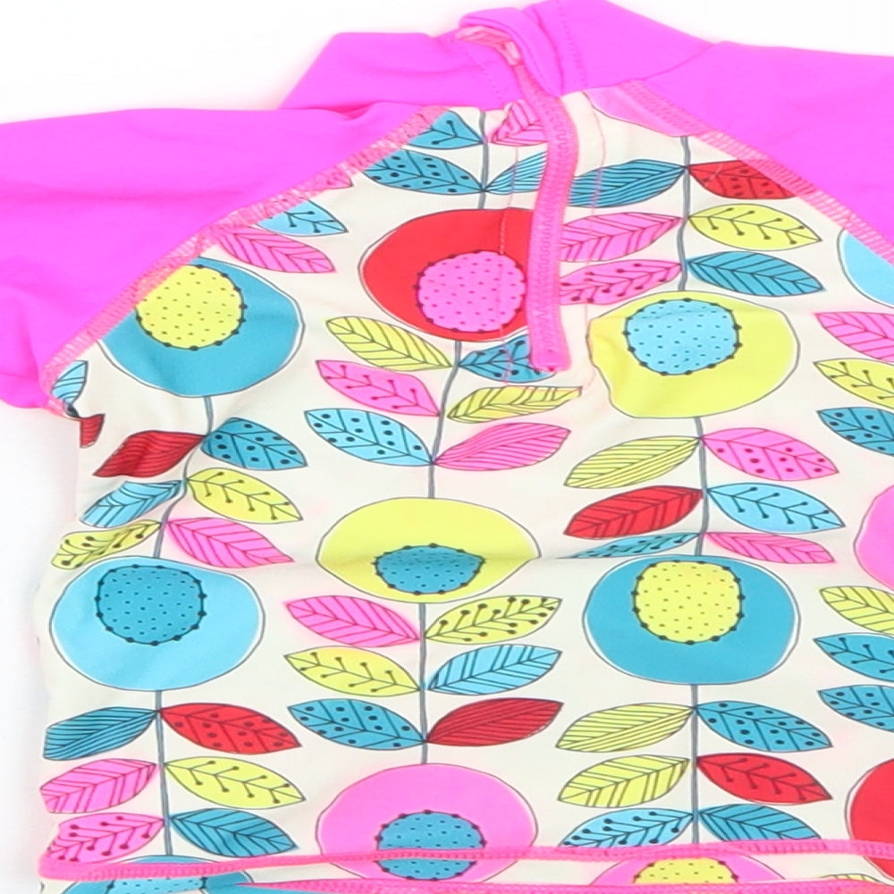 Mini Clube Girls Pink Floral Polyester Blouse Size 6-9 Months Halter - swim beach