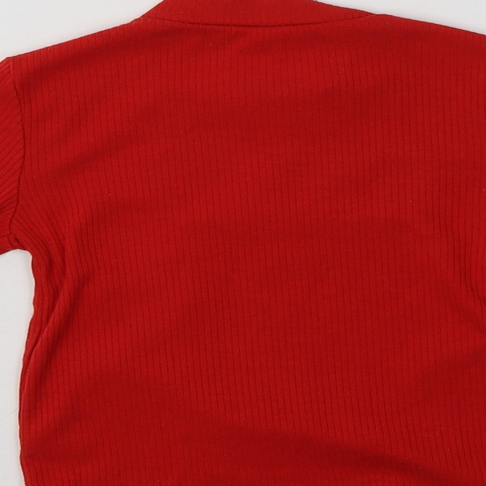 F&F Girls Red Mock Neck Viscose Pullover Jumper Size 3-4 Years