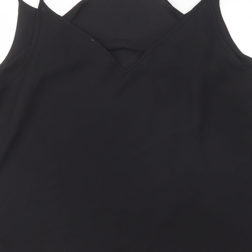 Primark Womens Black Polyester Basic Blouse Size 18 V-Neck