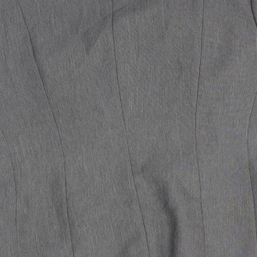 Preworn Womens Grey Polyester Jacket Suit Jacket Size 16