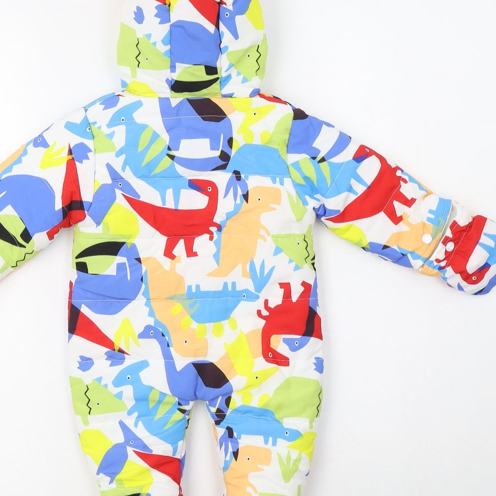 Cheeky Chimp Baby Multicoloured Geometric Snowsuit Size 3-6 Months Zip - Dinosaur Print