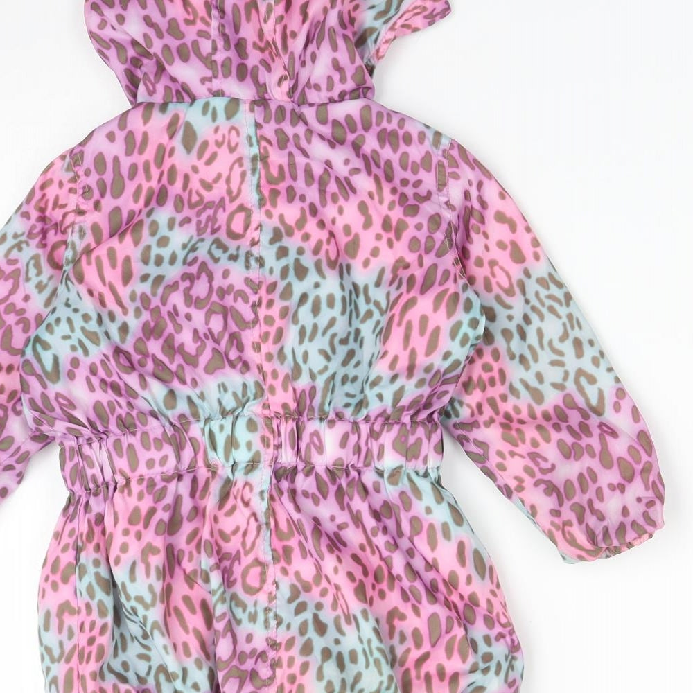 E-VIE ANGEL Girls Multicoloured Animal Print Overcoat Coat Size 2 Years