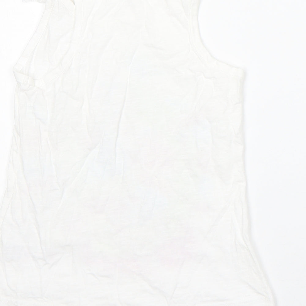 F&F Girls White Cotton Basic Tank Size 7-8 Years Round Neck - english tea