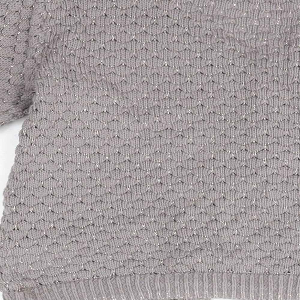 Shrinking Violet Girls Grey Round Neck Cotton Cardigan Jumper Size 3 Years