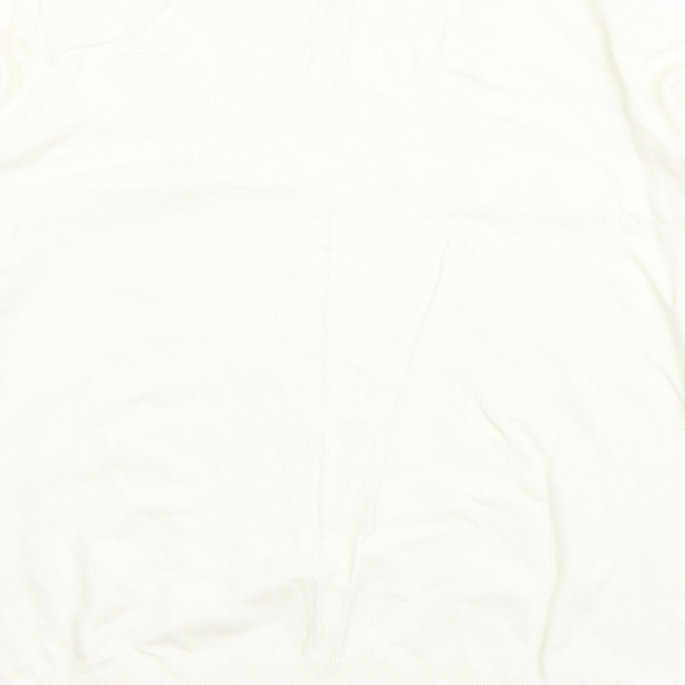 F&F Womens White Round Neck Acrylic Pullover Jumper Size 14