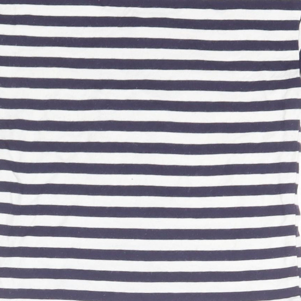 PEPPERLAND Girls Blue Striped Basic T-Shirt Size 2-3 Years Round Neck - Palm Tree