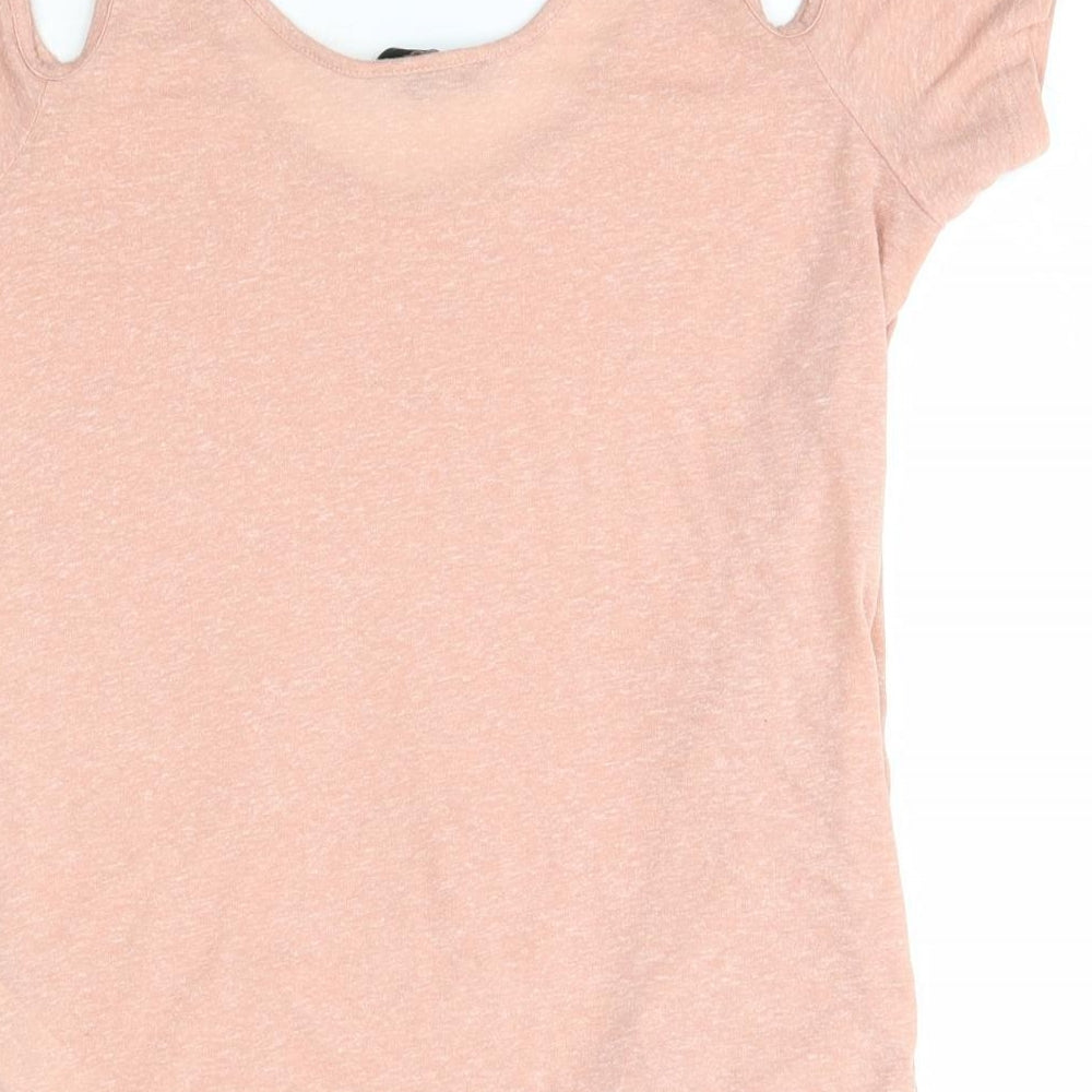 New Look Womens Pink Polyester Basic Blouse Size 6 Round Neck