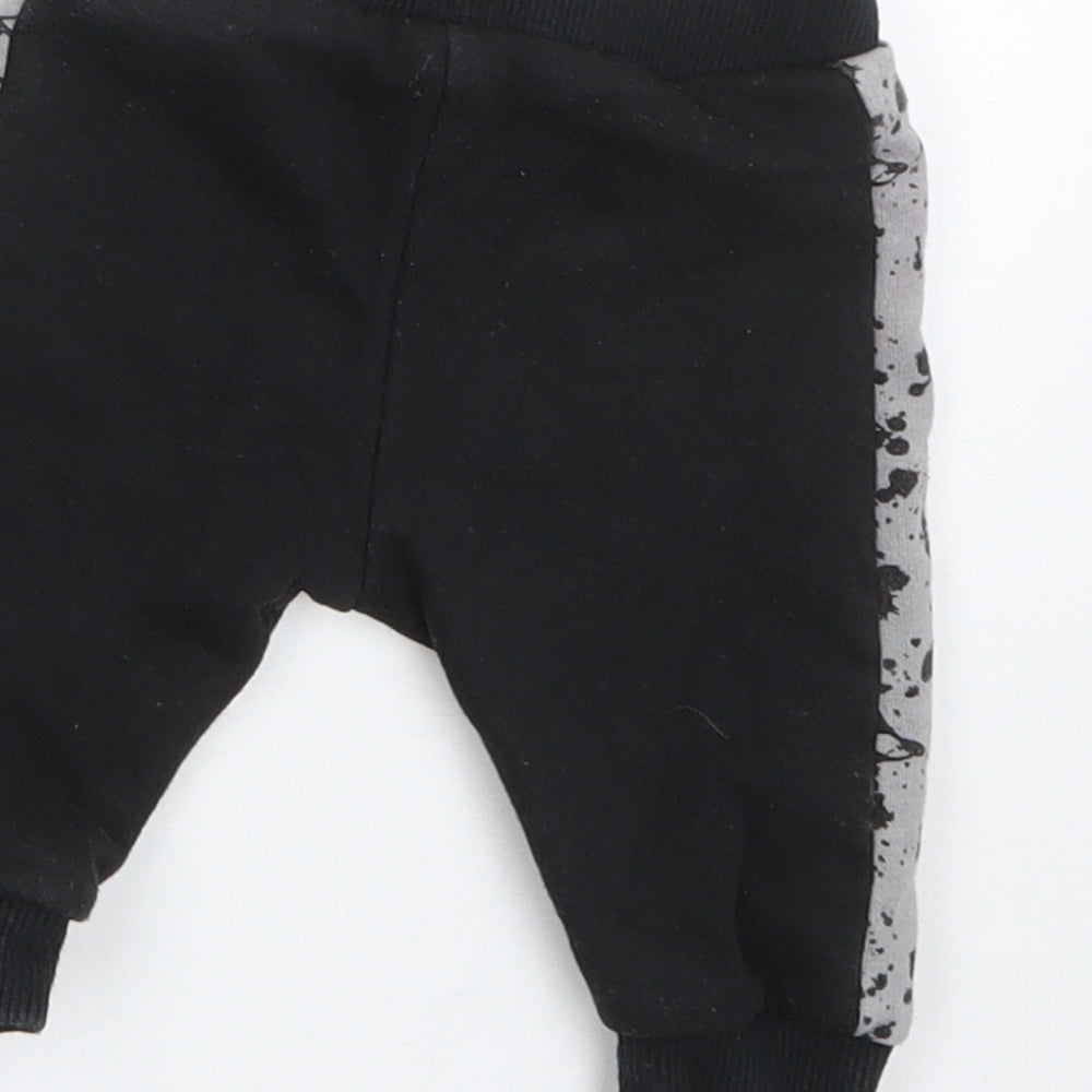 F&F Boys Black Cotton Sweatpants Trousers Size 0-3 Months