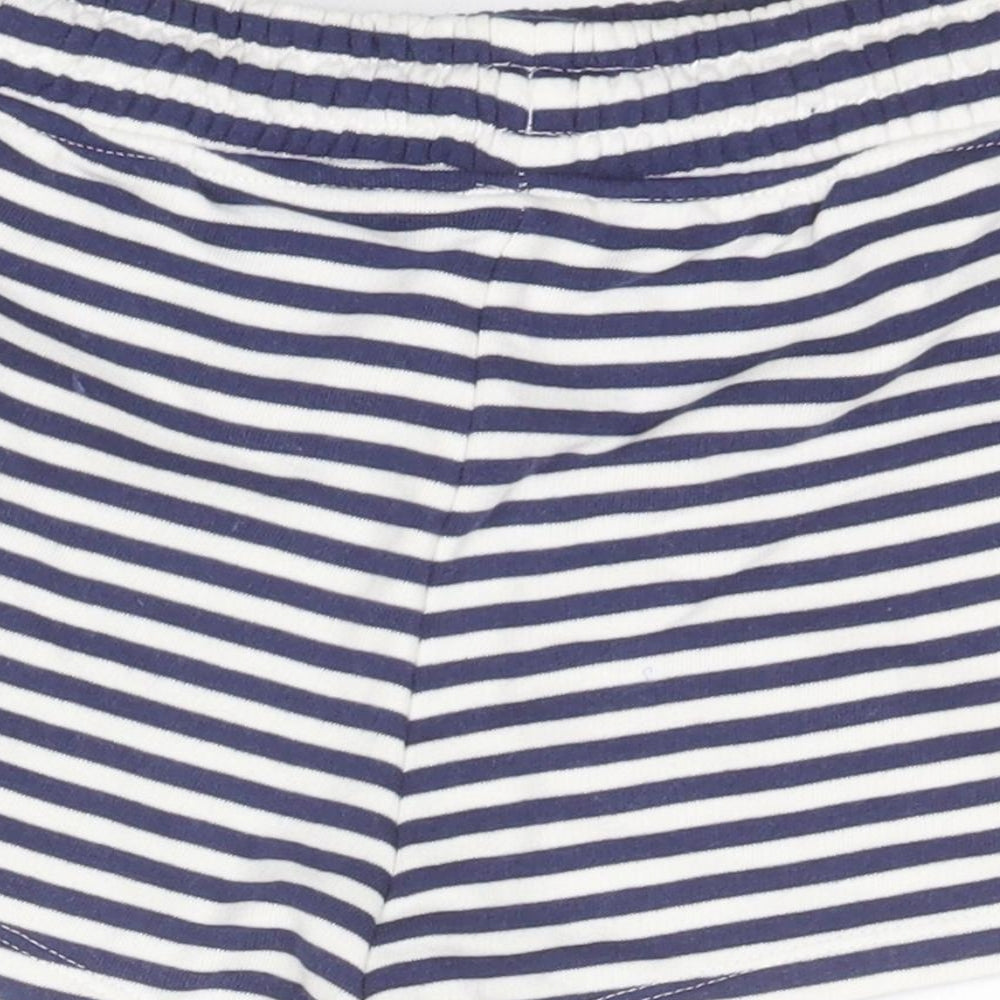 NEXT Girls Blue Striped Cotton Sailor Shorts Size 7 Years Regular