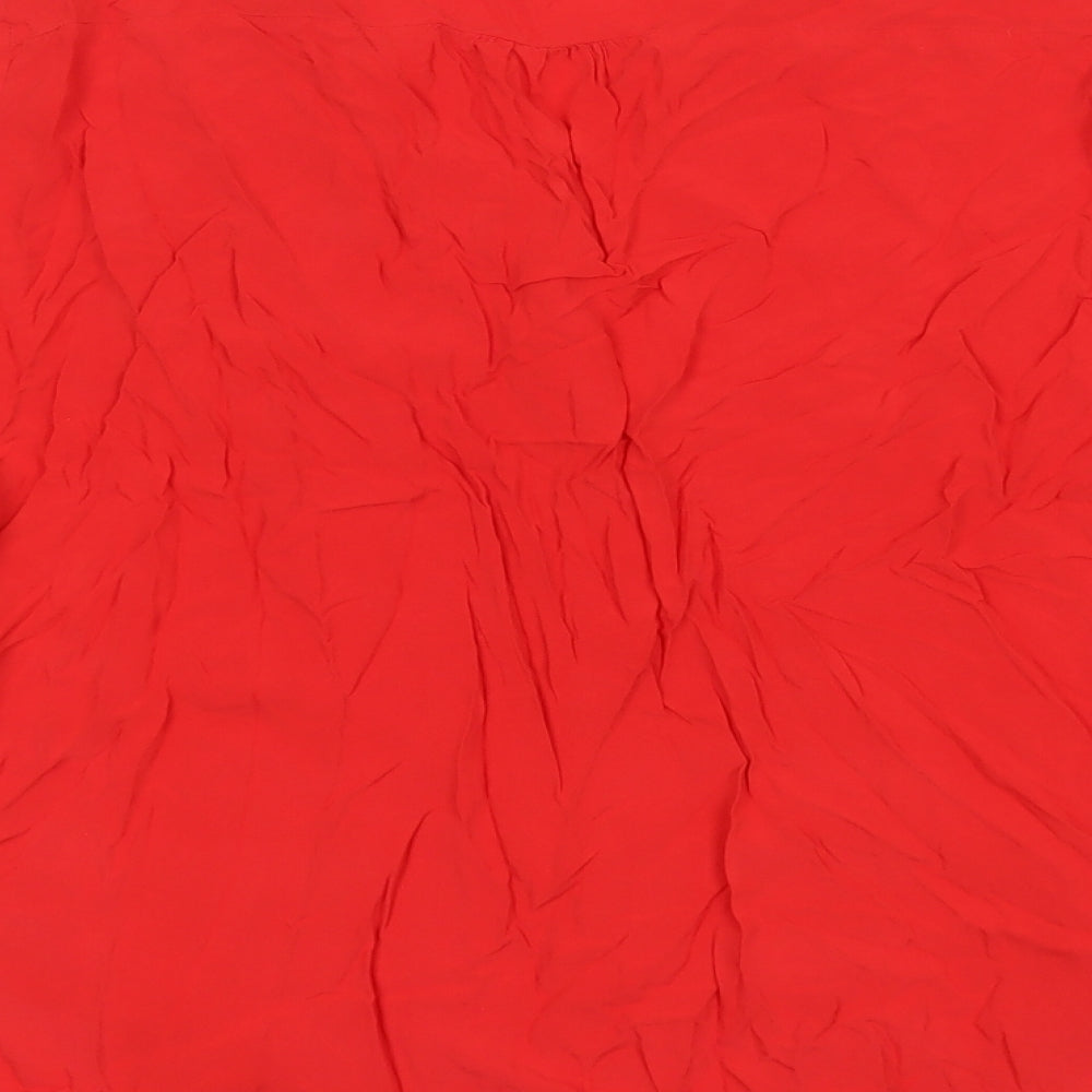 Canda Womens Red Basic T-Shirt V-Neck