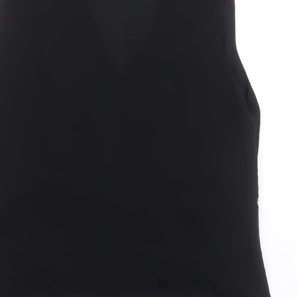 AMARANTO Womens Black Polyester Basic Blouse Size 16 V-Neck