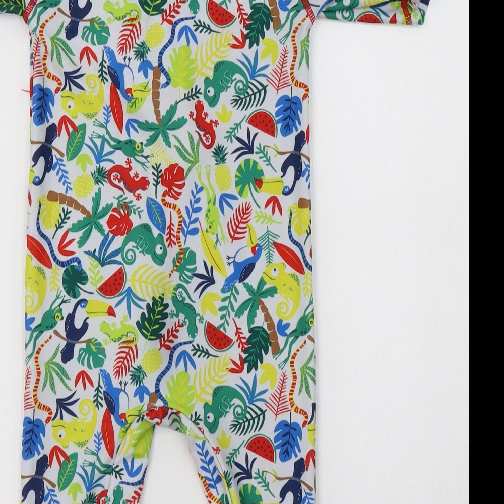 Matalan Girls Multicoloured Geometric Polyester Bodysuit One-Piece Size 3-4 Years Zip - Chameleon Print