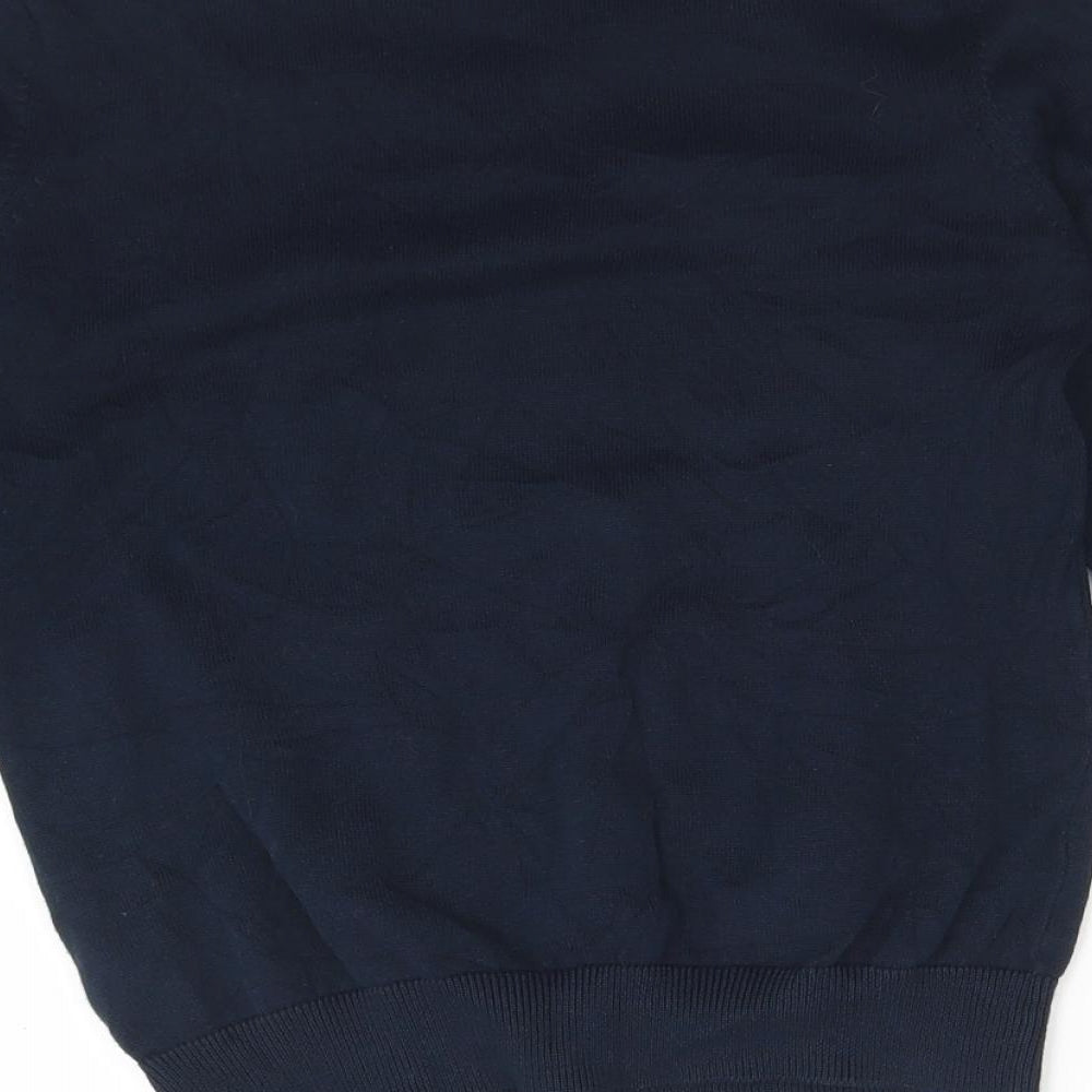 M&S Boys Blue V-Neck Cotton Pullover Jumper Size 9-10 Years
