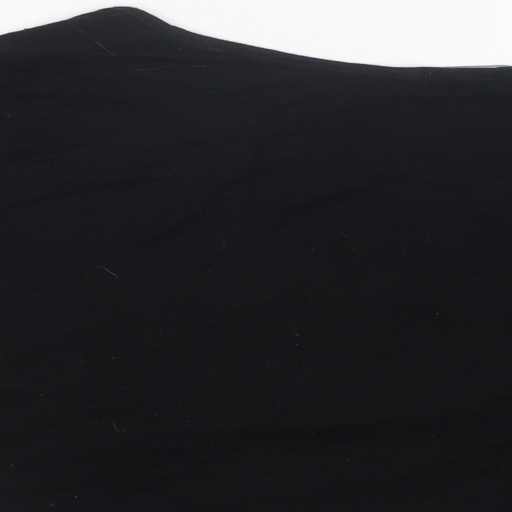 PRETTYLITTLETHING Womens Black Viscose Cropped T-Shirt Size 16 Round Neck