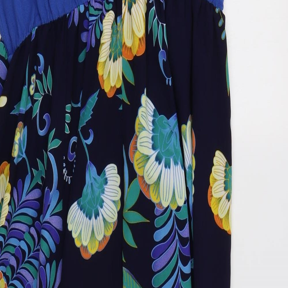 Scarlet & Jo Womens Blue Floral Polyester Maxi Size 22 V-Neck