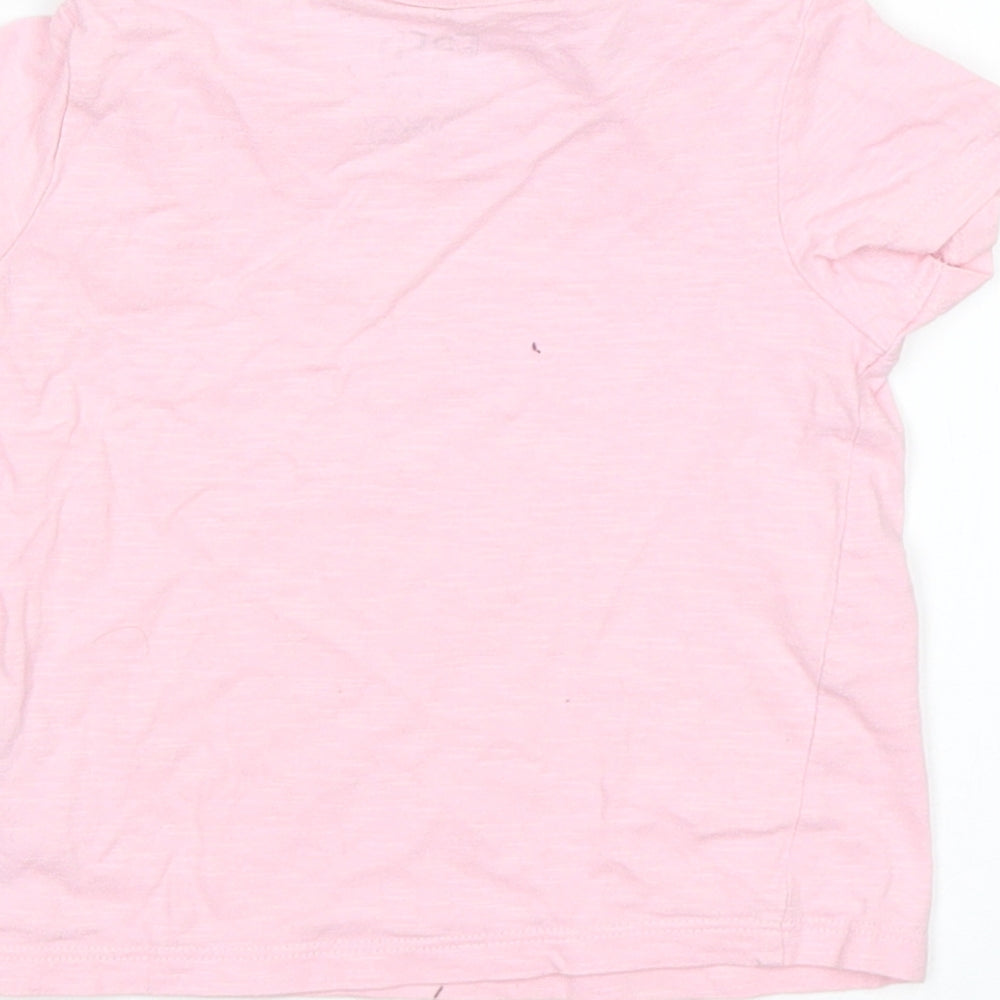 F&F Girls Pink Cotton Basic T-Shirt Size 18-24 Months Round Neck