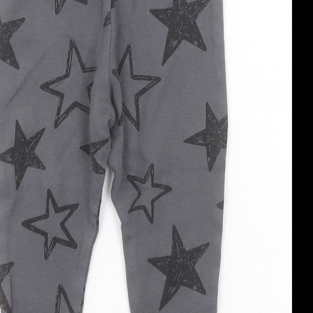 F&F Baby Grey Geometric Cotton Sweatpants Leggings Size 6-9 Months - Stars