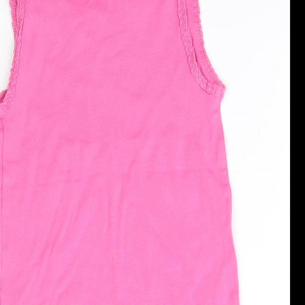 F&F Girls Pink 100% Cotton Basic Tank Size 5-6 Years Round Neck