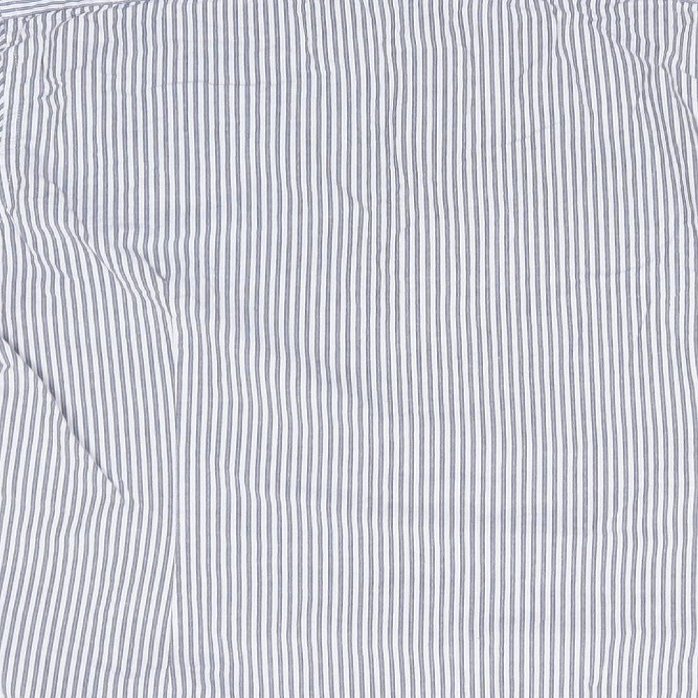 ASOS Mens Blue Striped Cotton Button-Up Size M Collared Button - Blue White Stripe