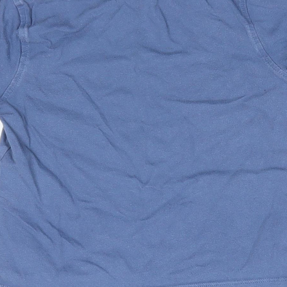Mothercare Boys Blue Cotton Basic T-Shirt Size 2-3 Years Round Neck Pullover - Motorcycle Racing Stripe trim to arms