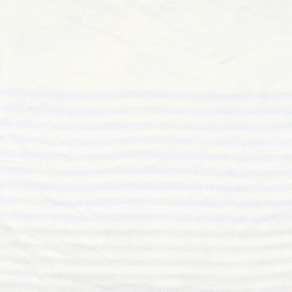 Preworn Womens Blue Round Neck Floral Acrylic Pullover Jumper Size M - Striped