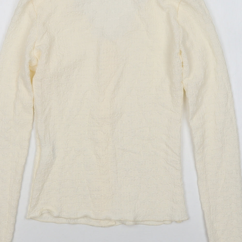 Shein Womens Beige Round Neck Polyester Cardigan Jumper Size XS