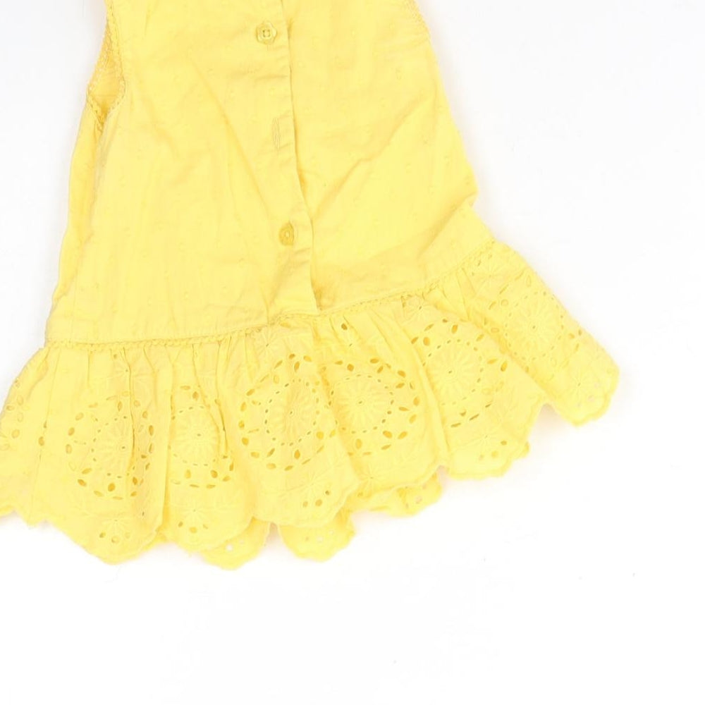 TU Girls Yellow Cotton Basic Tank Size 3-6 Months Round Neck