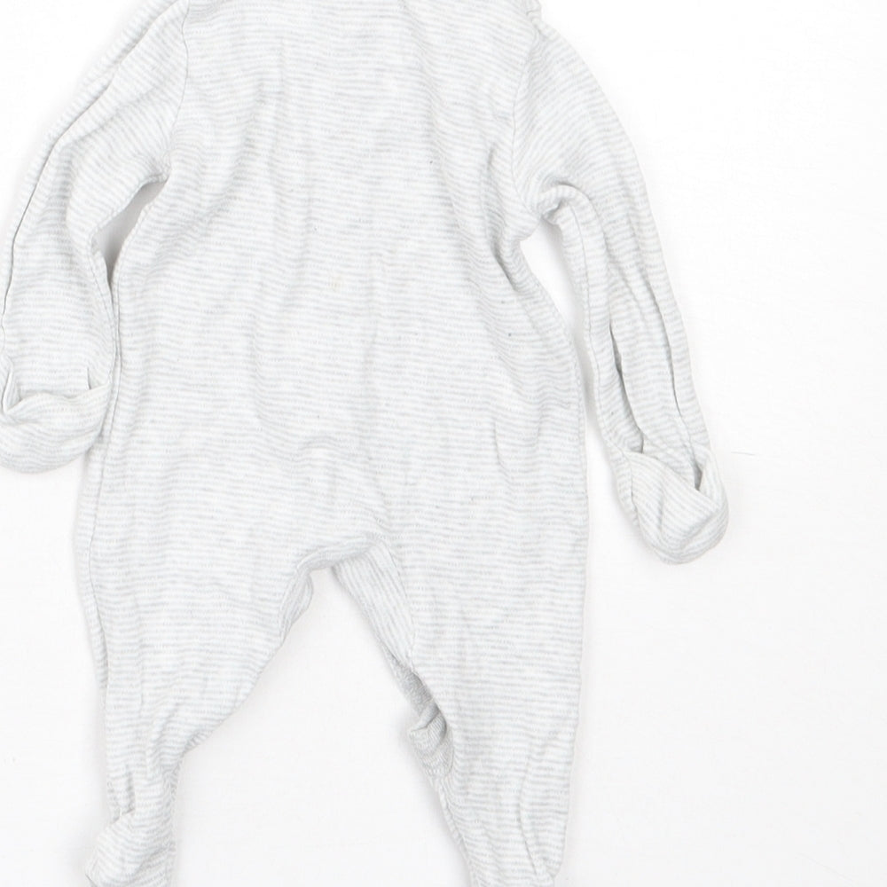 Fred & Flo Baby Grey Striped Cotton Babygrow One-Piece Size Newborn Snap - 0-1 Months