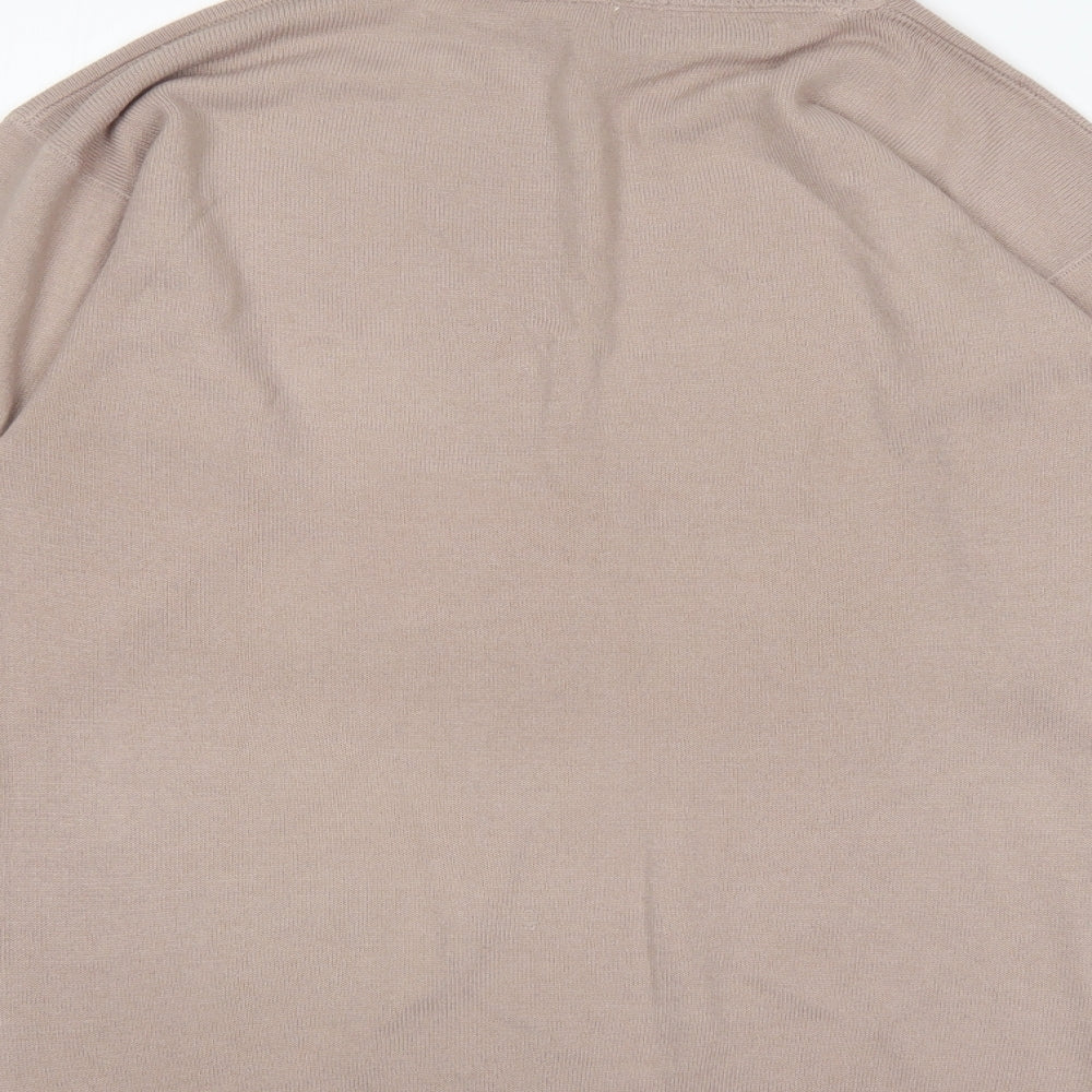 DE Mens Beige Mock Neck Acrylic Pullover Jumper Size S