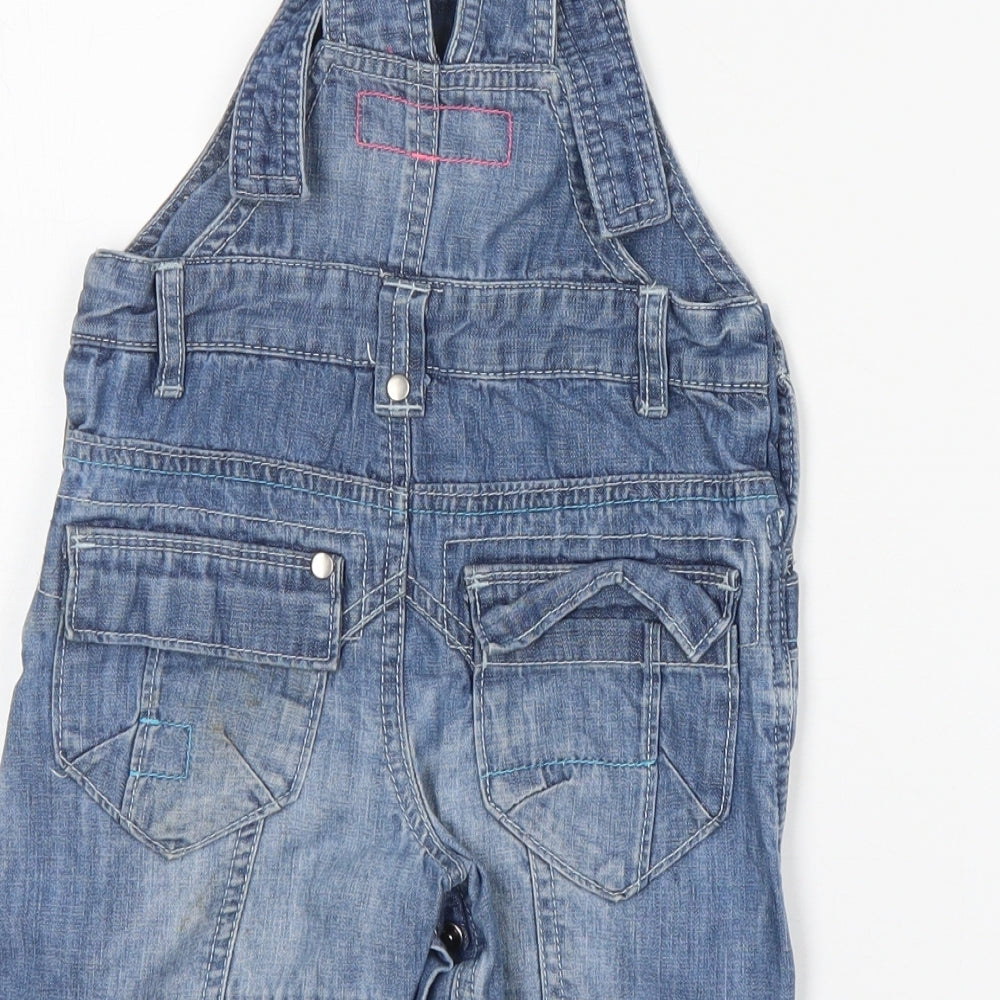 NEXT Girls Blue Cotton Dungaree One-Piece Size 12-18 Months