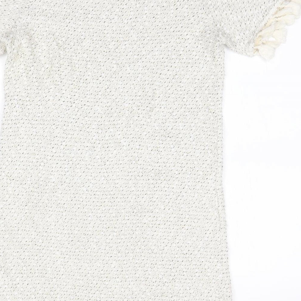River Island Womens Ivory Acrylic Jumper Dress Size 6 Round Neck