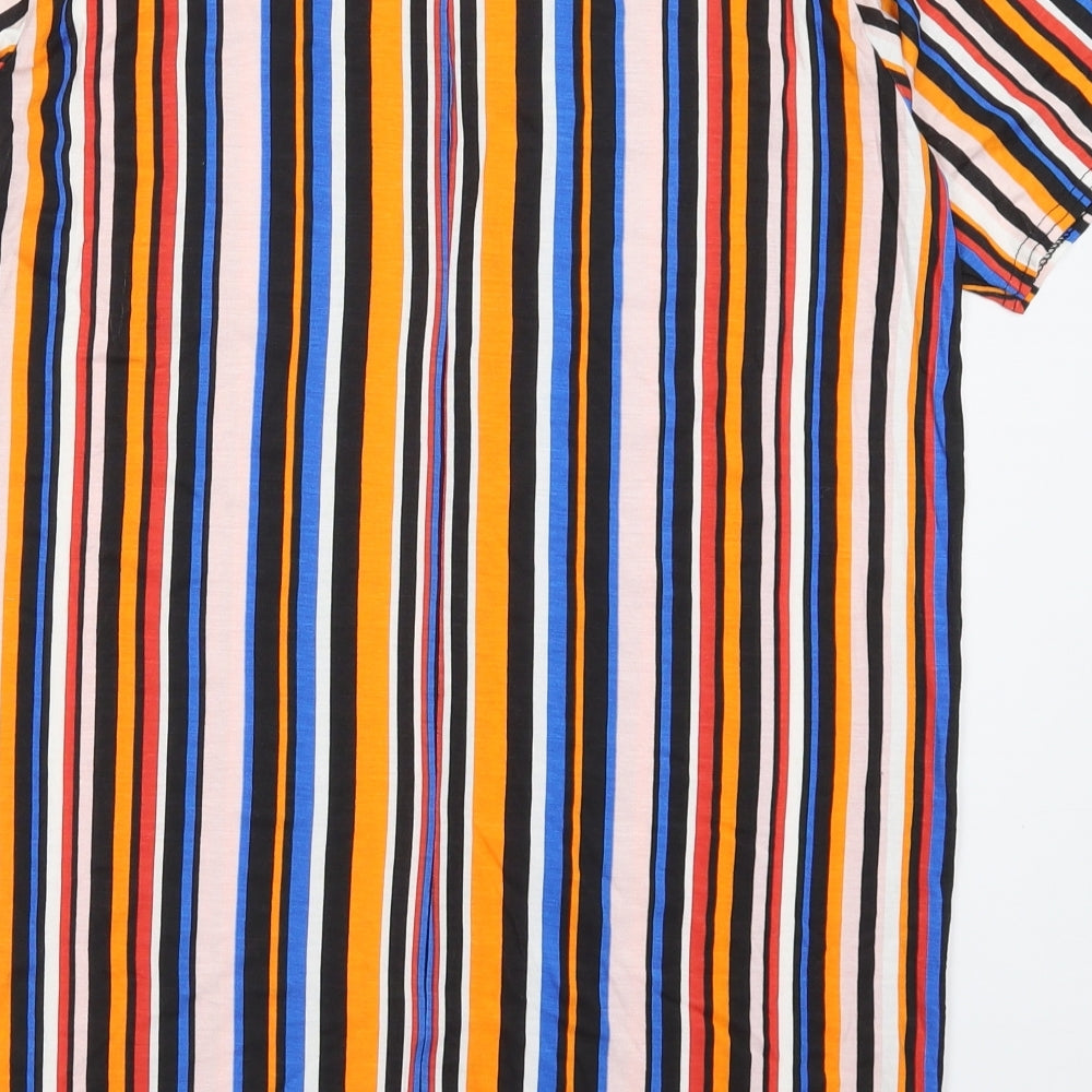 I SAW IT FIRST Womens Multicoloured Striped Viscose T-Shirt Dress Size 6 Round Neck Pullover