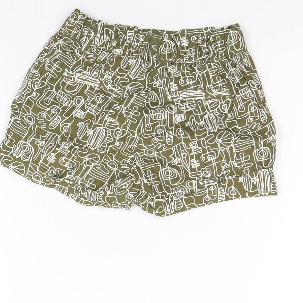 Gap Girls Green Geometric Cotton Culotte Shorts Size 4 Years Regular Buckle