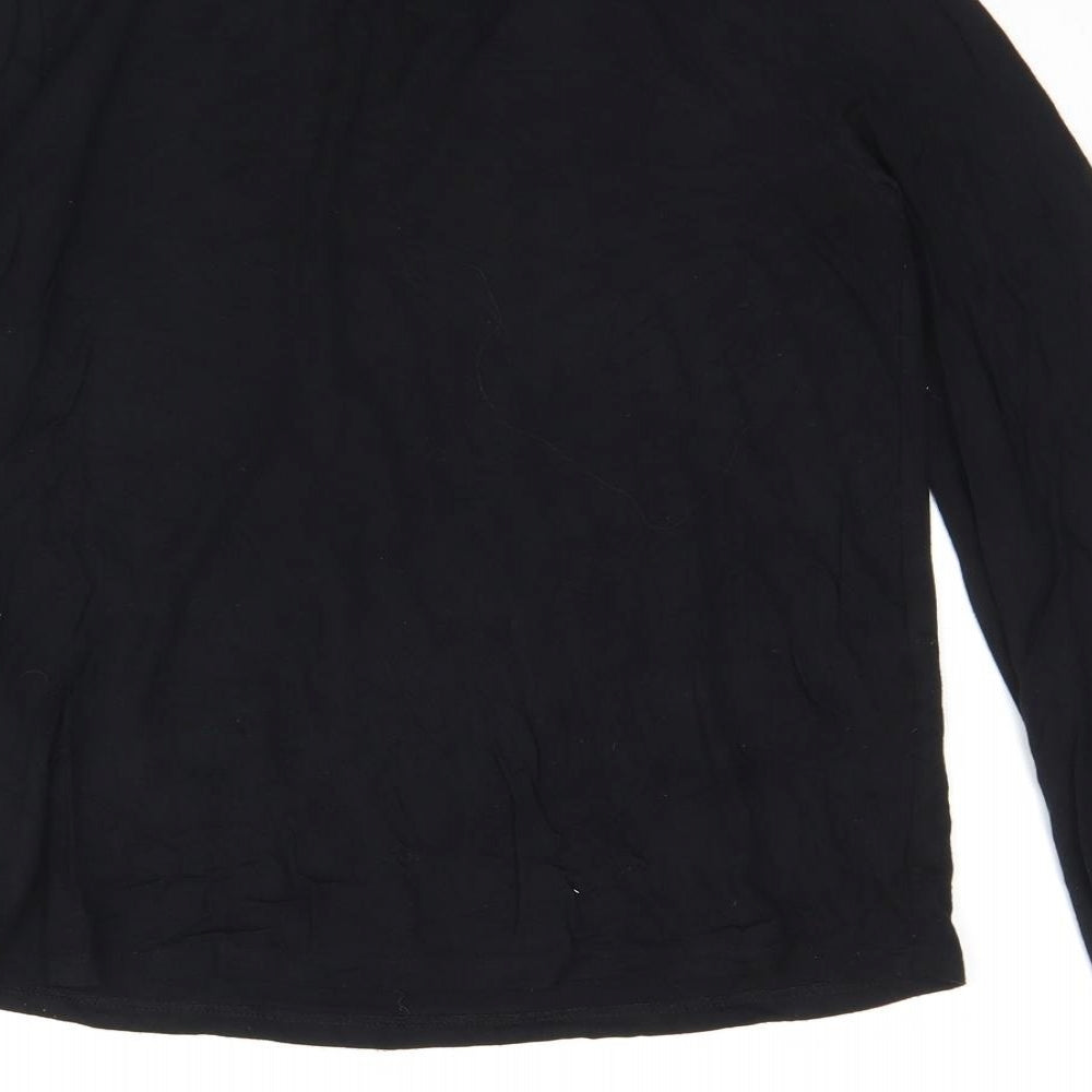 M&S Womens Black Viscose Basic Blouse Size 8 Round Neck