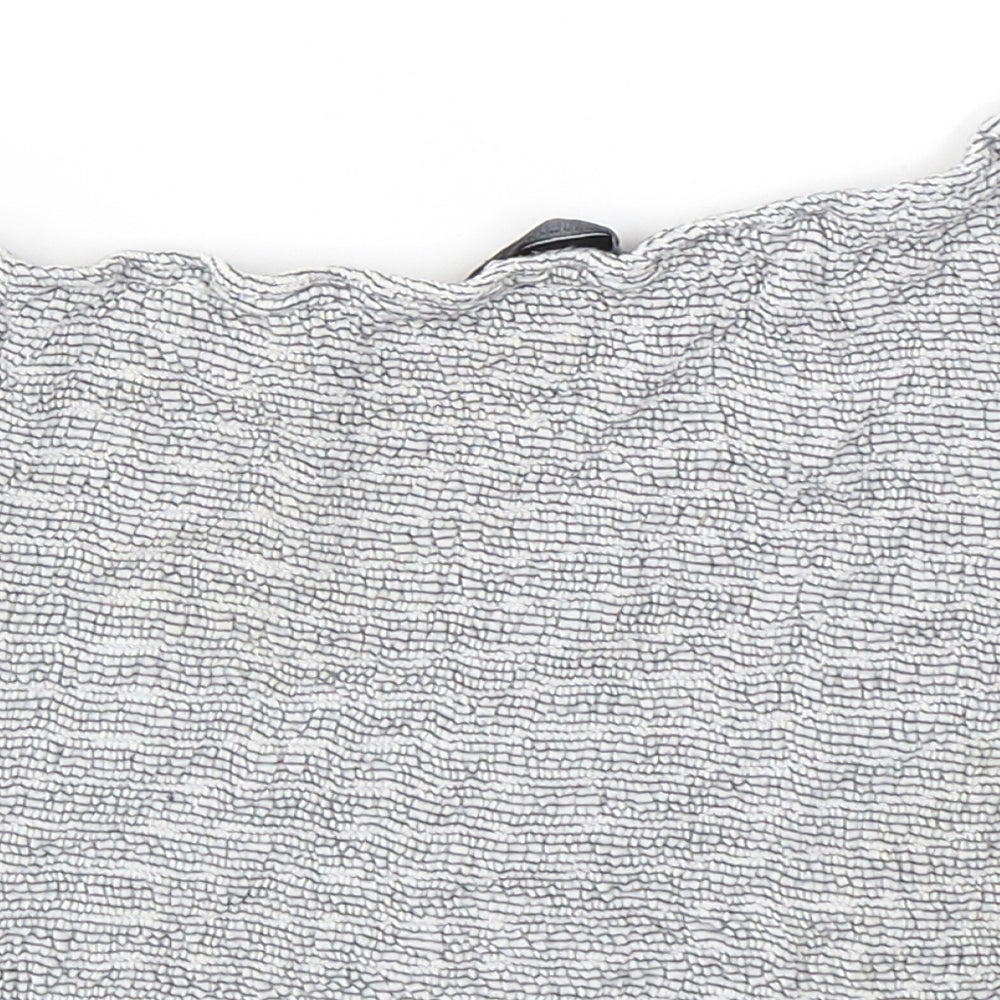 Atmosphere Womens Grey Striped Viscose Cropped T-Shirt Size 14 Off the Shoulder