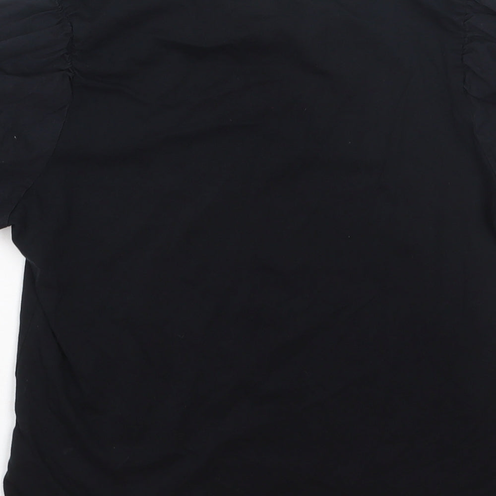 New Look Womens Black Cotton Basic T-Shirt Size 10 Round Neck