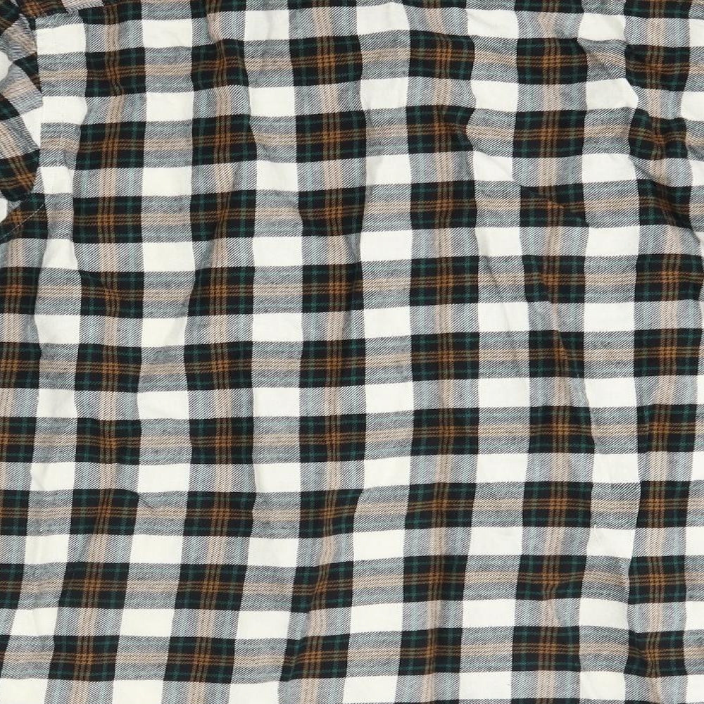 H&M Mens Green Check Cotton Button-Up Size M Collared