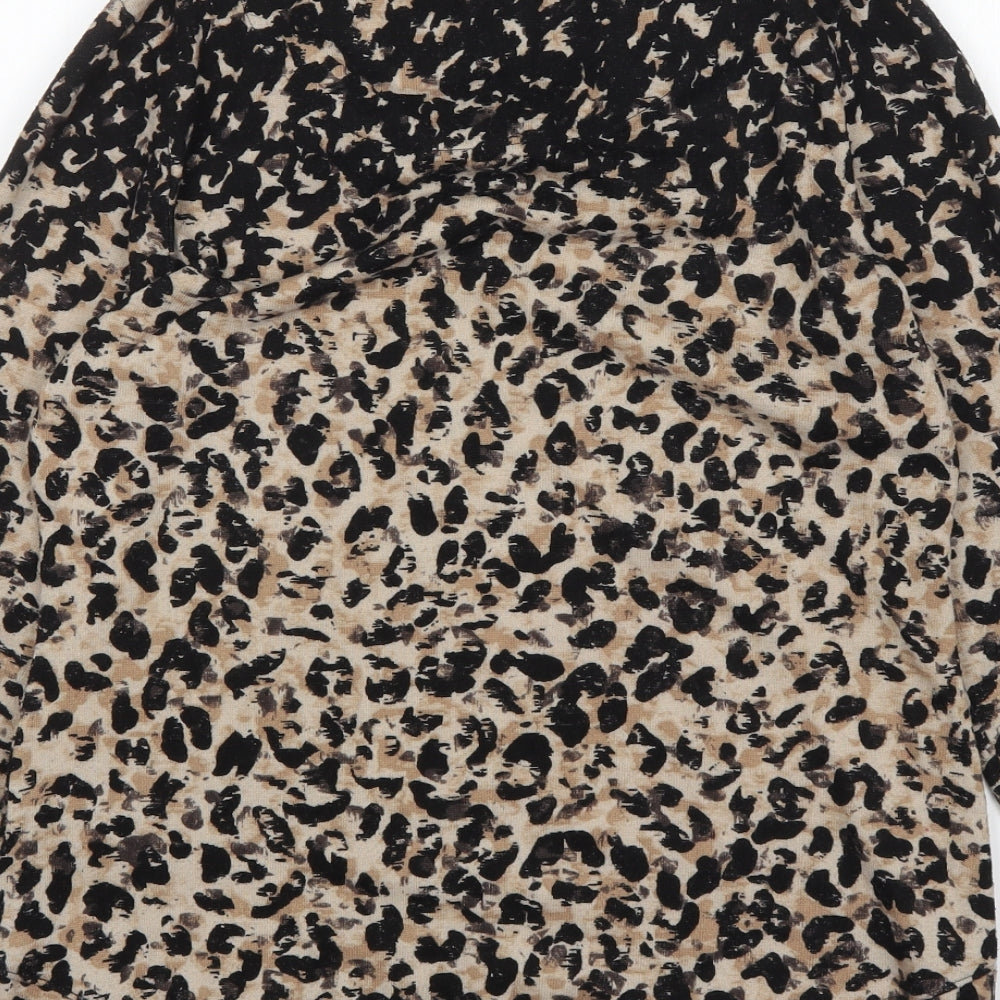 M&S Womens Multicoloured Round Neck Animal Print Viscose Pullover Jumper Size 12