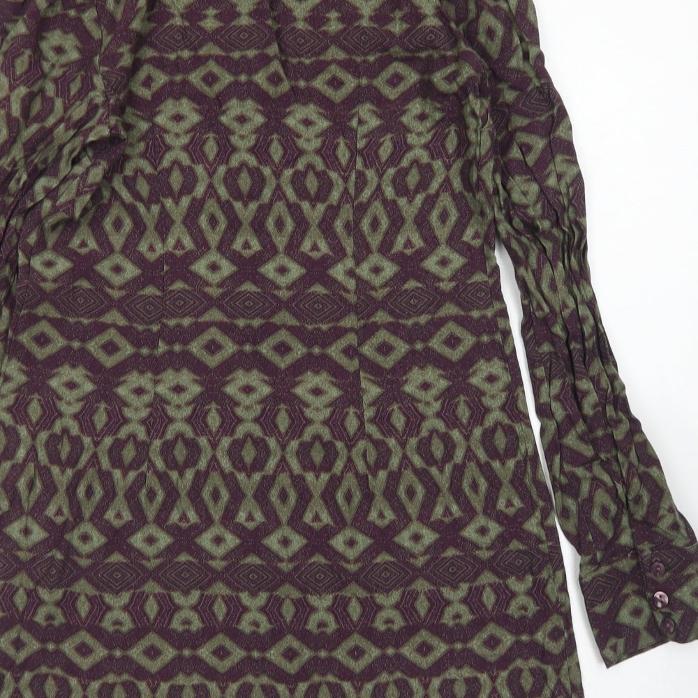 Ginger Soul Womens Purple Argyle/Diamond Viscose Shirt Dress Size S Collared Button